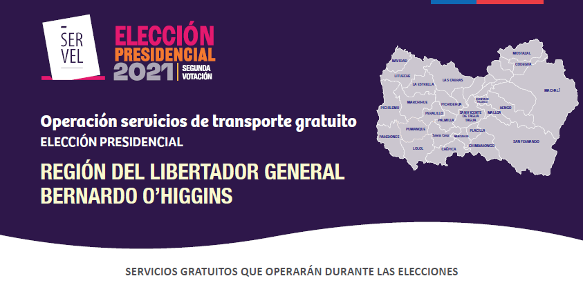 63 servicios de transporte gratuito habrá para las elección presidencial en Colchagua